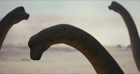 Brachiosaurus herd, sauropod walking in search of food. Jurassic period Vídeo Stock 246684089