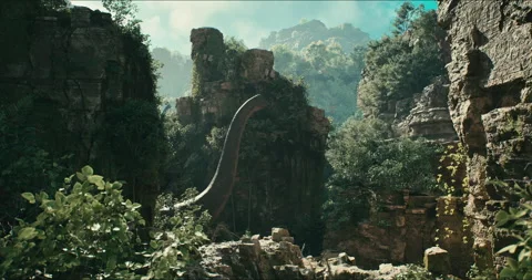 Brachiosaurus herd, sauropod walking in search of food. Jurassic period Video stock 246684953