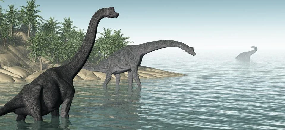 Brachiosaurus Panorama Stock Illustration