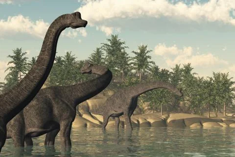 Brachiosaurus Scene Stock Illustration