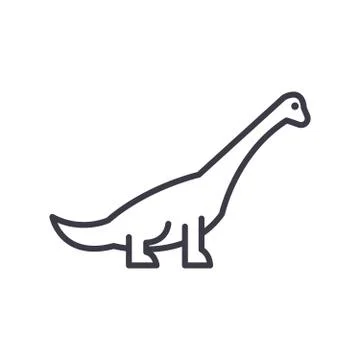 Brachiosaurus vector line icon, sign, illustration on background, editable Stock Illustration