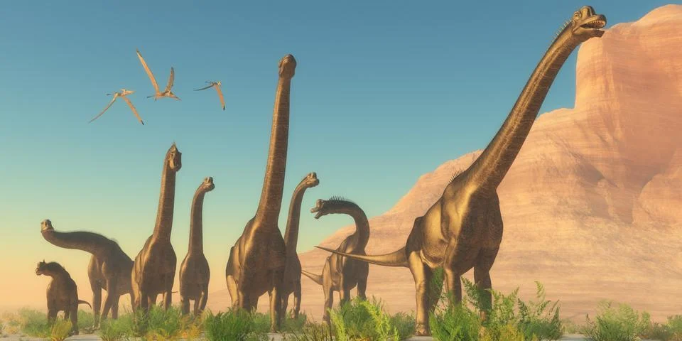 Brachisaurus Afternoon Stock Illustration