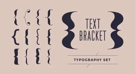 Bracket, braces, parentheses. Typography set of curly brackets Stock Illustration