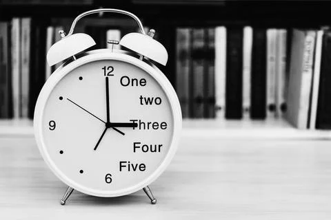 Bracket clock the alarm clock closeup in the foreground Stock Photos