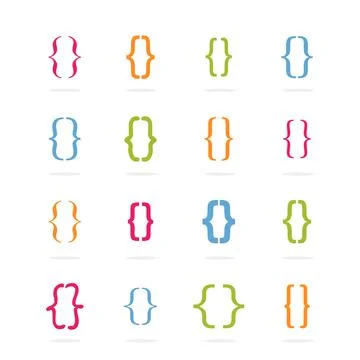 Bracket curly. Set of bracket form with various colors. Vector Stock Illustration