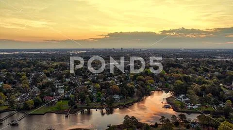 Bracketed and composited high dynamic range aerial photo of a sunrise Stock Photos