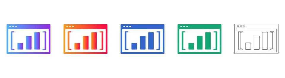 Bracketed Bar Chart Window Icons Illustrazione stock