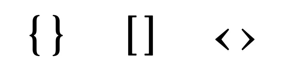 Brackets icon set. Square brackets, curly braces and angle brackets. Vectors. Stock Illustration