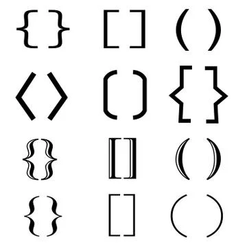 Brackets set icon on white background. flat style. Braces set icon for your w Stock Illustration