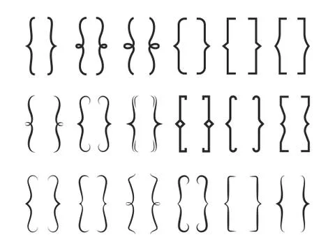 Brackets vector icons vintage typography symbols Stock Illustration