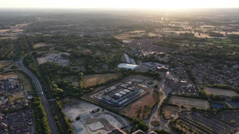 Bracknell data center aerial view at sunset Stock Footage 348335236