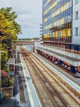 Bracknell Rail Station. Empty with no people. Captured during Covid-19 lockdown. Stock Photos