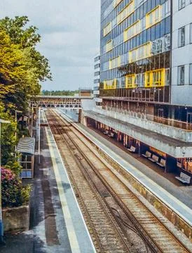 Bracknell Rail Station. Empty with no people. Captured during Covid-19 lockdown. Stock Photos