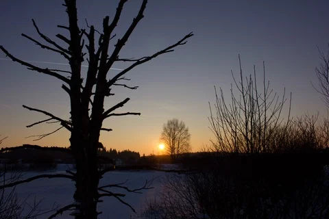 Brackvenn in winter. Timelapse sundown. Video stock 108050324