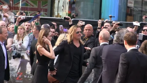 Brad Pitt and Angelina Jolie attend the World War Z world premiere Stock Footage