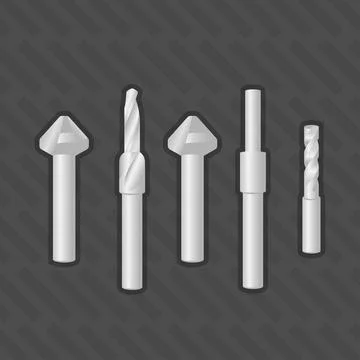 Brad Point Drill Bits many size  vector illustration Stock Illustration