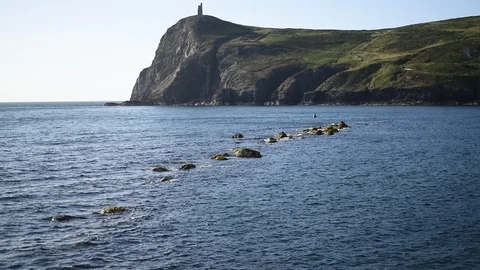 Bradda Head and Milners Tower Stock Footage 111890972