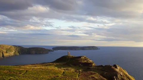 Bradda Head, Isle of Man. Drone, 4K Stock Footage 89635963