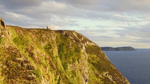 Bradda Head, Isle of Man. Drone, 4K Stock Footage 89642372