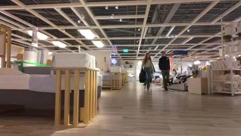 Braehead IKEA bedding department, home comforts, shopping customers Stock Footage 313345377