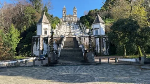 Braga, Bom Jesus do Monte on the hill Stock Footage 257348672