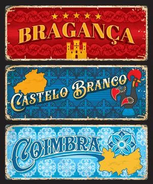 Braganza, Castelo Branco, Coimbra Portuguese signs Stock Illustration