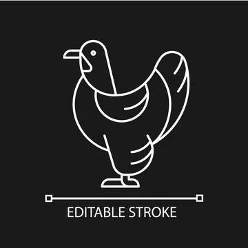 Brahma hen linear icon for dark theme 스톡 일러스트