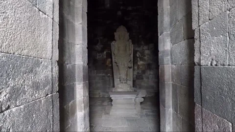 Brahma statue inside the Temple of Brahma, Prambanan, Java, Indonesia Stock Footage 156687568