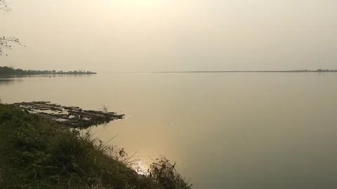 Brahmaputra River shining in dusk light 스톡 동영상 248496814