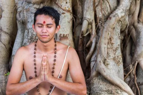 Brahmin Meditating Foto stock