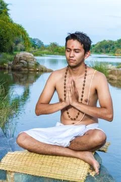 Brahmin Meditating Foto stock