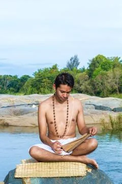 Brahmin Reading Stock Photos