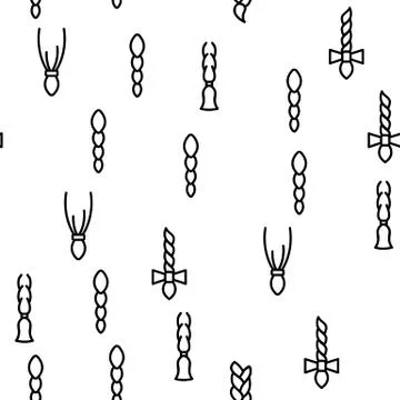 Braid Bread Hairstyles Vector Seamless Pattern Stock Illustration
