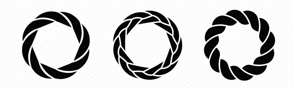 Braid circle frame. Round braided ring. Stock Illustration