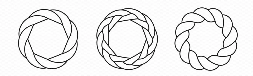 Braid circle frame. Round braided ring. Stockillustratie