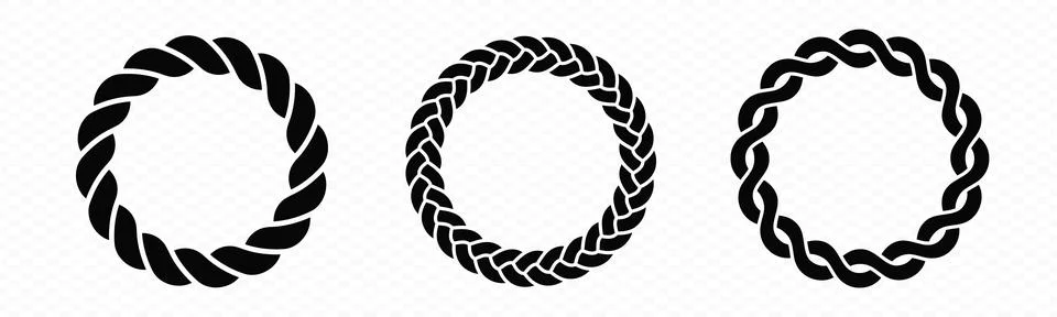Braid circle frame. Round braided ring. Stock Illustration