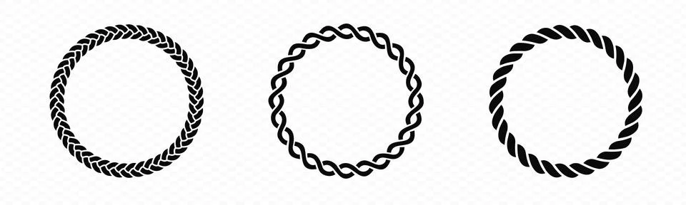Braid circle frame. Round braided ring. Illustrazione stock