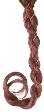 Braid decorated with a string of beads Stock Photos