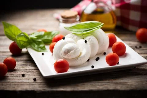 Braid of mozzarella Stock Photos
