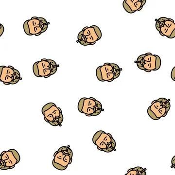Braided beard hair style vector seamless pattern Stock Illustration