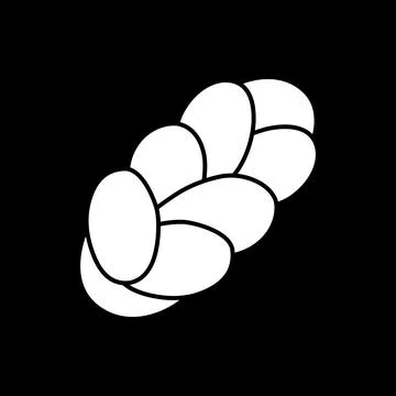 Braided bread dark mode glyph icon Stock Illustration