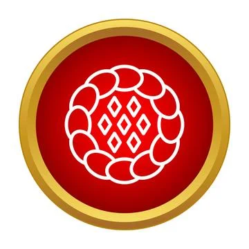 Braided bread loaf icon on red background Stock Illustration