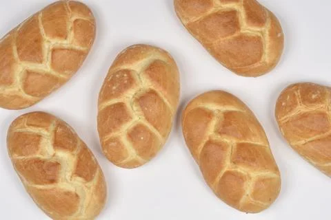 Braided Bread Rolls on White Background Foto stock