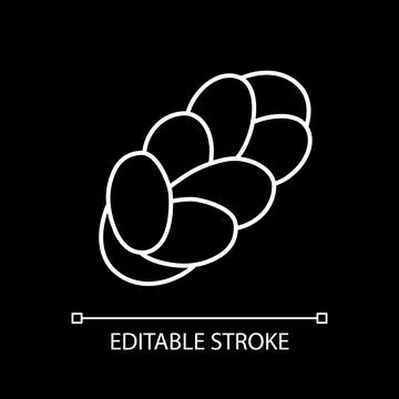 Braided bread white linear icon for dark theme Stock Illustration