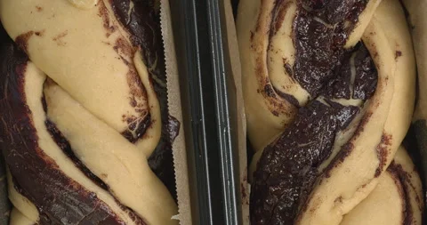 Braided cake with chocolate ready to bake. Stock Footage 307723997