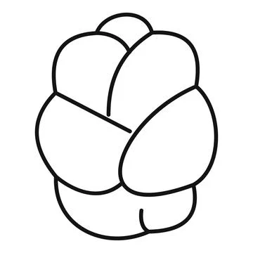 Braided challah bread line art icon illustrating baking Stock Illustration