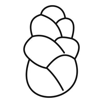 Braided challah bread line art icon Stock Illustration
