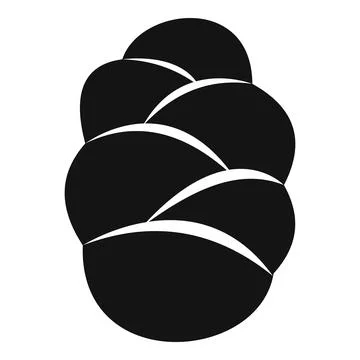 Braided challah bread loaf black icon Stock Illustration
