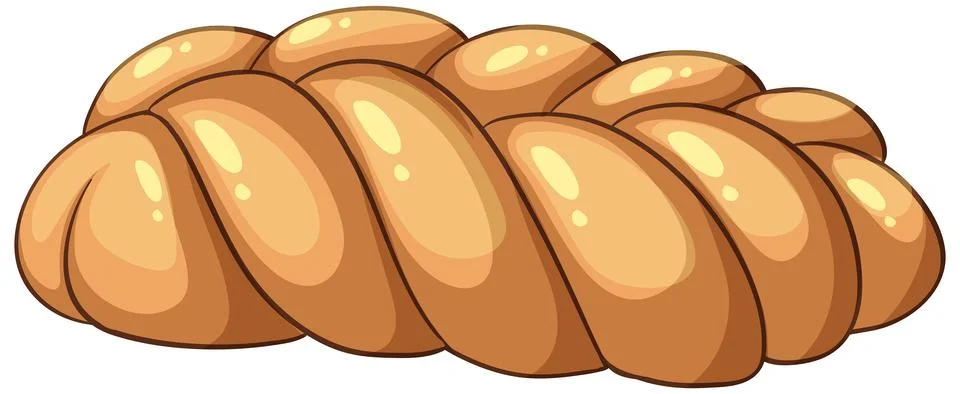 Braided Challah Bread Loaf Vector Illustration on White Background Stock Illustration
