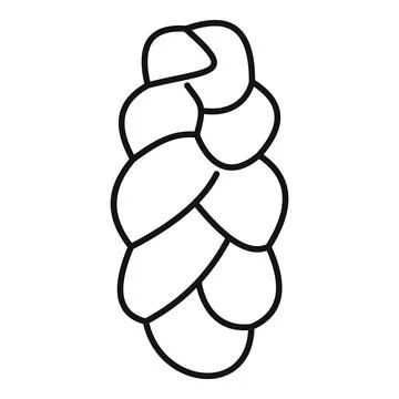 Braided challah bread outline line art icon Stock Illustration